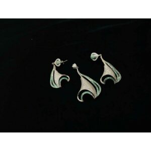 92.5 Sterling Silver Modern Heart Shape Pendant Set Ms-3832