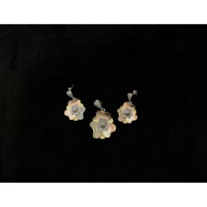 92.5 Sterling Silver Flower Design Pendant Set Ms-3823