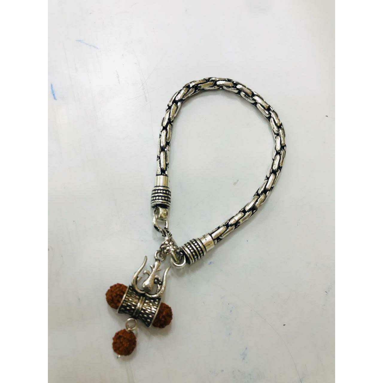 92.5 Sterling Silver Babby(Children,Kkds,baccha) Rudraks,Trisul Religious Kada Ms-3670