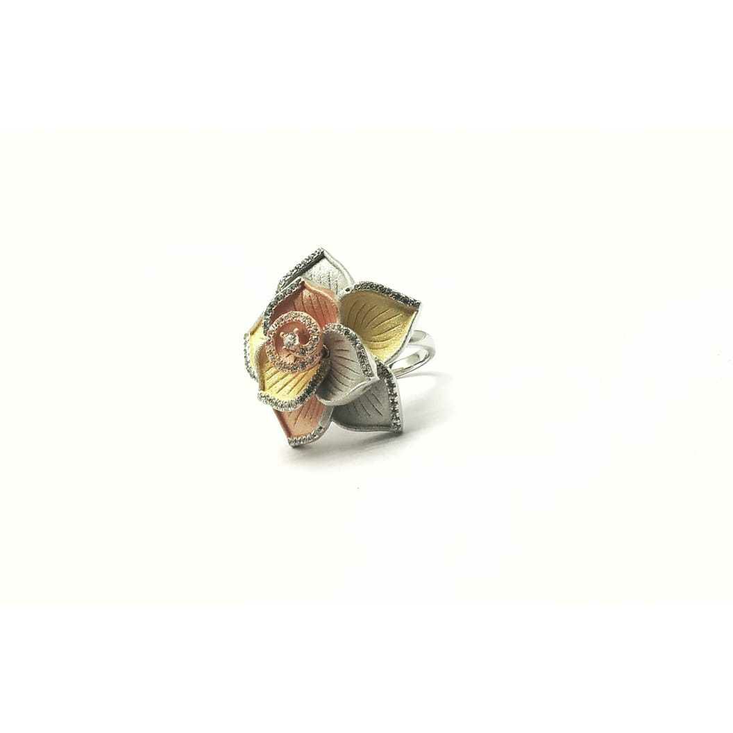92.5 sterling silver lotus(Kamal) patern ring ms-3367