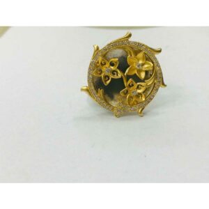 92.5 Sterling Silver Gold Flower With Micro Round Ring Ms-3337