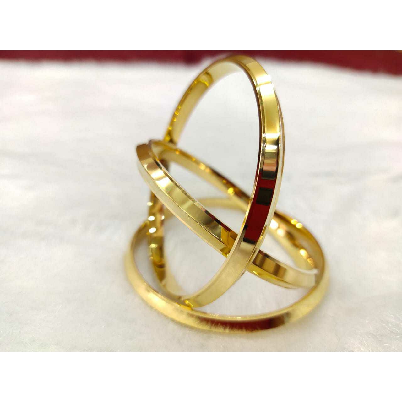 92.5 Sterling Silver Light Weight Gold Finish Triangle Panjabi Kada Ms-3324
