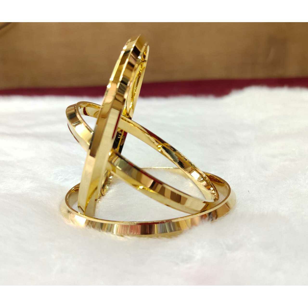 92.5 Sterling Silver Gold Finish Triangle Panjabi Kada Ms-3323