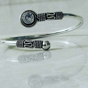92.5 Sterling Silver Adjustable Plain Bol Kada Ms-3307