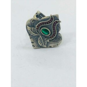 92.5 Sterling Silver Oxodize Fancy Square Dezine Ring Ms-3283
