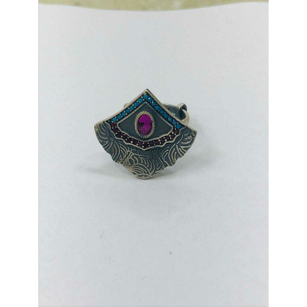 92.5 Sterling Silver Oxodize Nakshi Ring Ms-3274