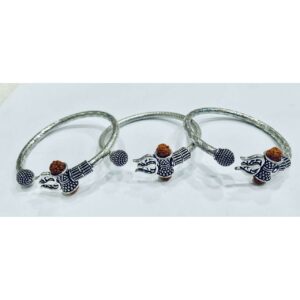 92.5 Sterling Silver Rudraks Bahubali Trisul Oxodize Regional Asjustable Kada Ms-3239