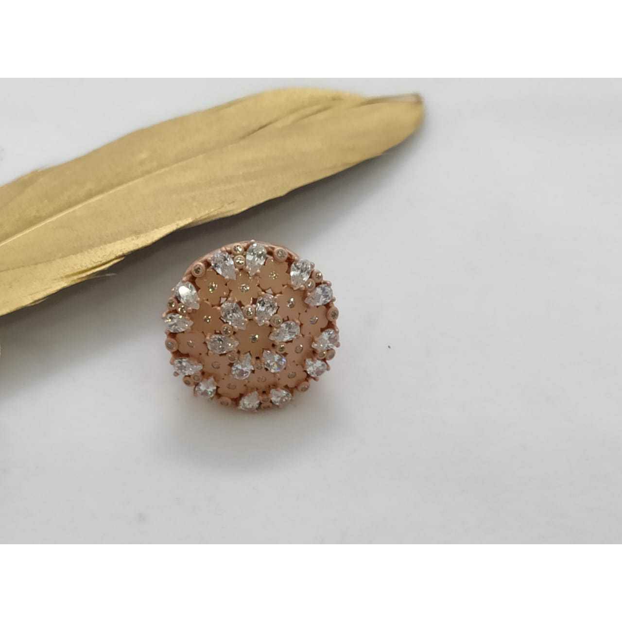 92.5 Sterling Silver Moving Rose Gold Ring Ms-3138