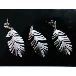 92.5 Sterling Silver Party Wear Look Pendant Set Ms-3118