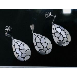 92.5 Sterling Silver Light & Dark Combination Pendant Set Ms-3117