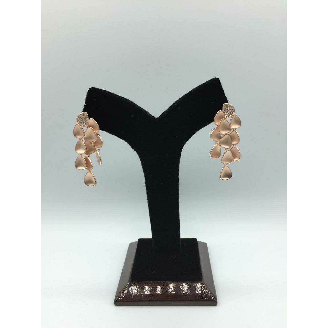 92.5 Sterling Silver Rose Gold Micro Heart Shape Earring Ms-3106