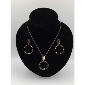 92.5 Sterling Silver Rose Gold Nice Look Chain With Round Pendant & Earring Ms-3103