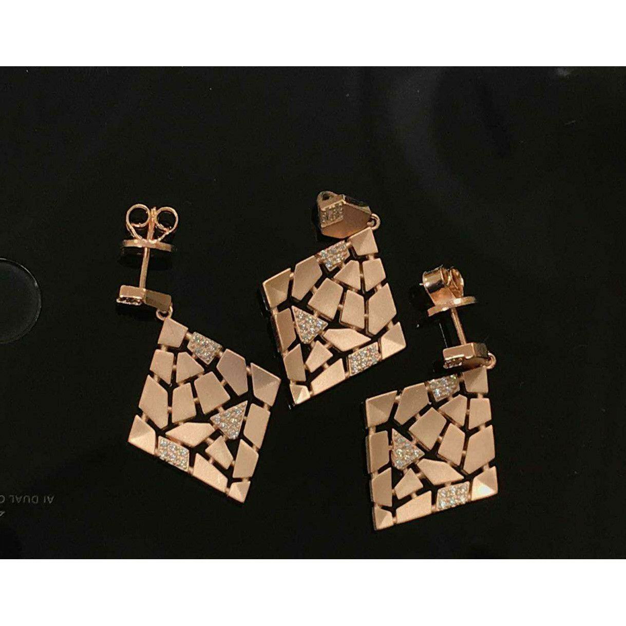 92.5 Sterling Silver Dull Finish Micro Rose Gold Pendant Set Ms-3100