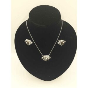 92.5 Sterling Silver Rodyam Weeding Chain With Pendant & Earring Set Ms-3098
