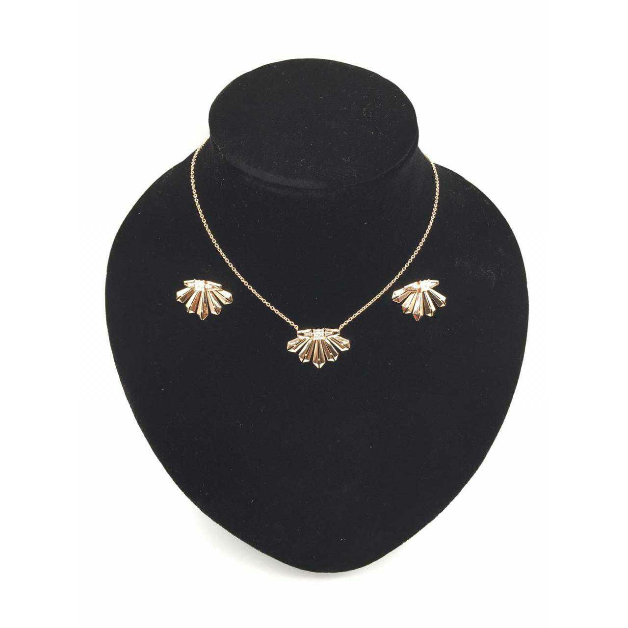 92.5 Sterling Silver Rose Gold Chain Pendant With Earring Set  Ms-3093