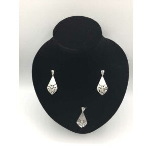 92.5 Sterling Silver Micro Dull Finish Antique Pendant Set Ms-3091