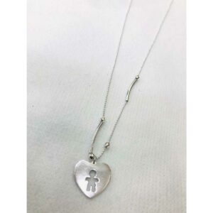 92.5 Sterling Silver Bol Pipe Chain With Heart Shape Pendant(Dokiya) Ms-3069