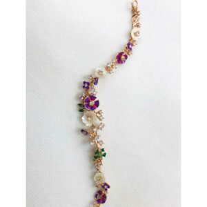 92.5 Sterling Silver Hand Made Finish Rose Gold Bracelet Ms-3034