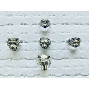 92.5 Sterling Silver Sih Mora , Hathi Mora (Lion&Tiger) Shape Ring Ms-3007