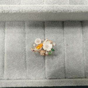 92.5 Sterling Silver Sparrow & Flower Combination Rose Gold Ring Ms-3005
