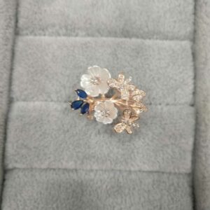92.5 Sterling Silver Flower & Butterfly Mix Combination Rose Gold Ring Ms-3003