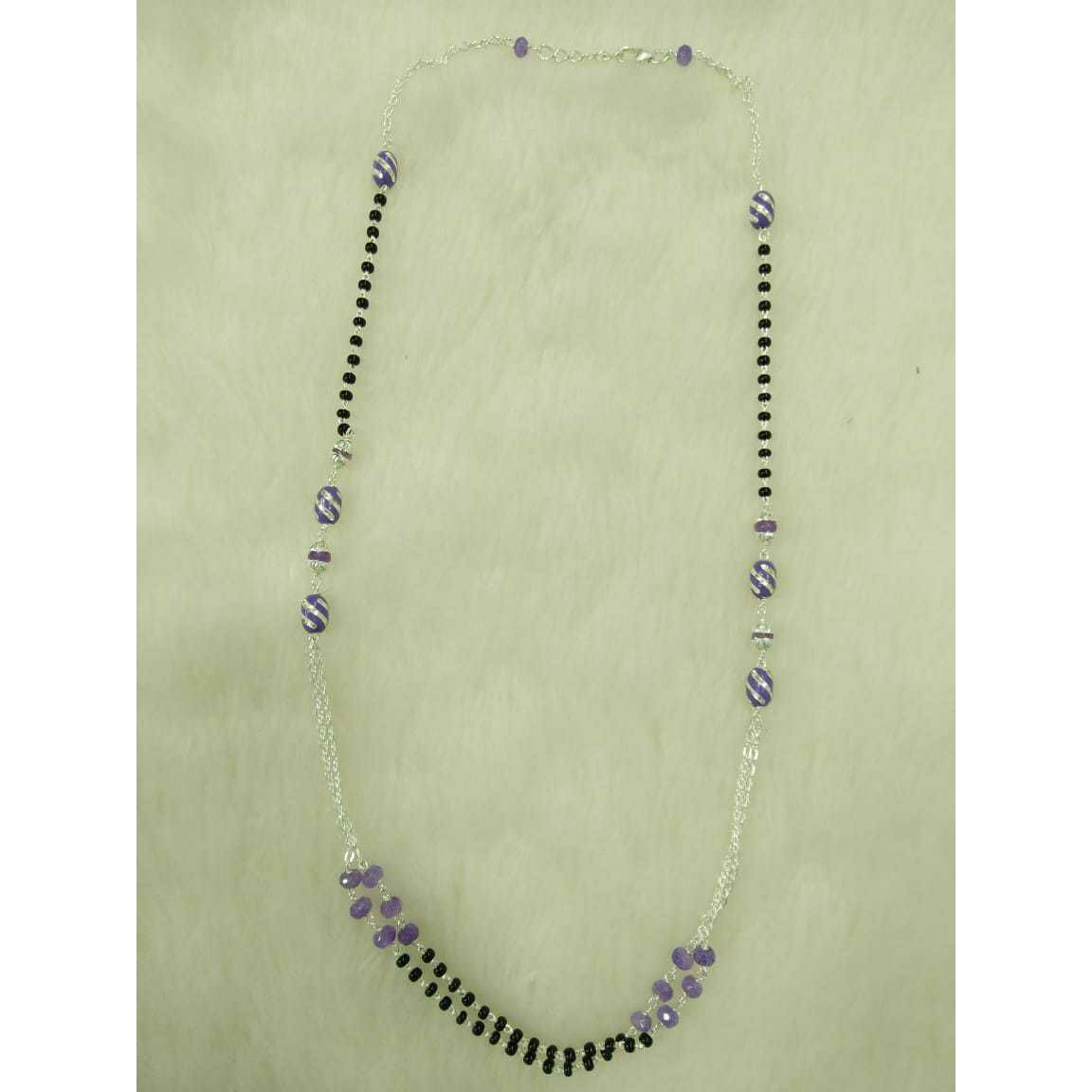 92.5 Sterling Silver Black & Purple Pearl Motiya Mangalsutra Ms-2965