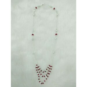 92.5 Sterling Silver Motiya Bagaldana White & Red Pearl Mix Mangalsutra Ms-2964
