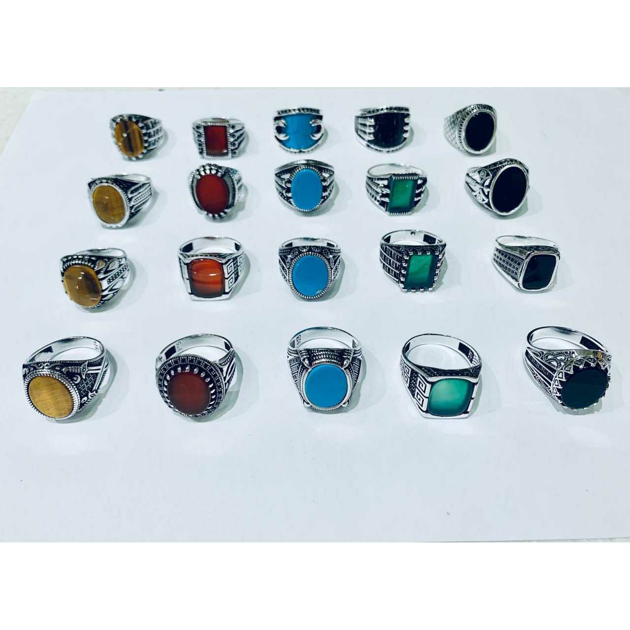 92.5 Sterling Silver Single Border Stone Ring Ms-2958