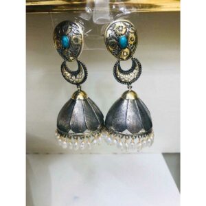 92.5 Sterling Silver Full Oxodize With White Pearl Earring Ms-2902