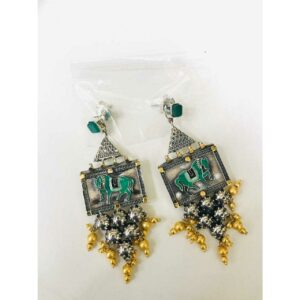 92.5 Sterling Silver Oxodize Mina Horse Ghughru Earrings Ms-2899
