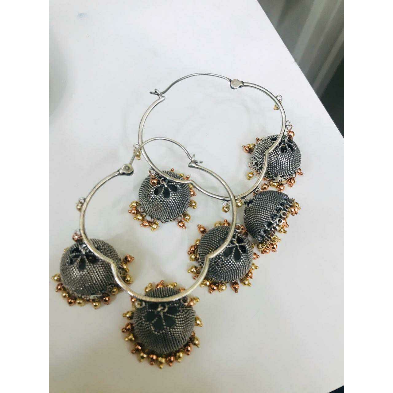 92.5 Sterling Silver Jummer(Zummer) Ghughru Earrings Ms-2895