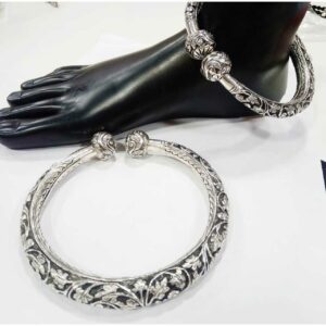 92.5 Sterling Silver Oxodize Ladies Leg Bol Kadli(Kada Bangle,Kangan) Ms-2891