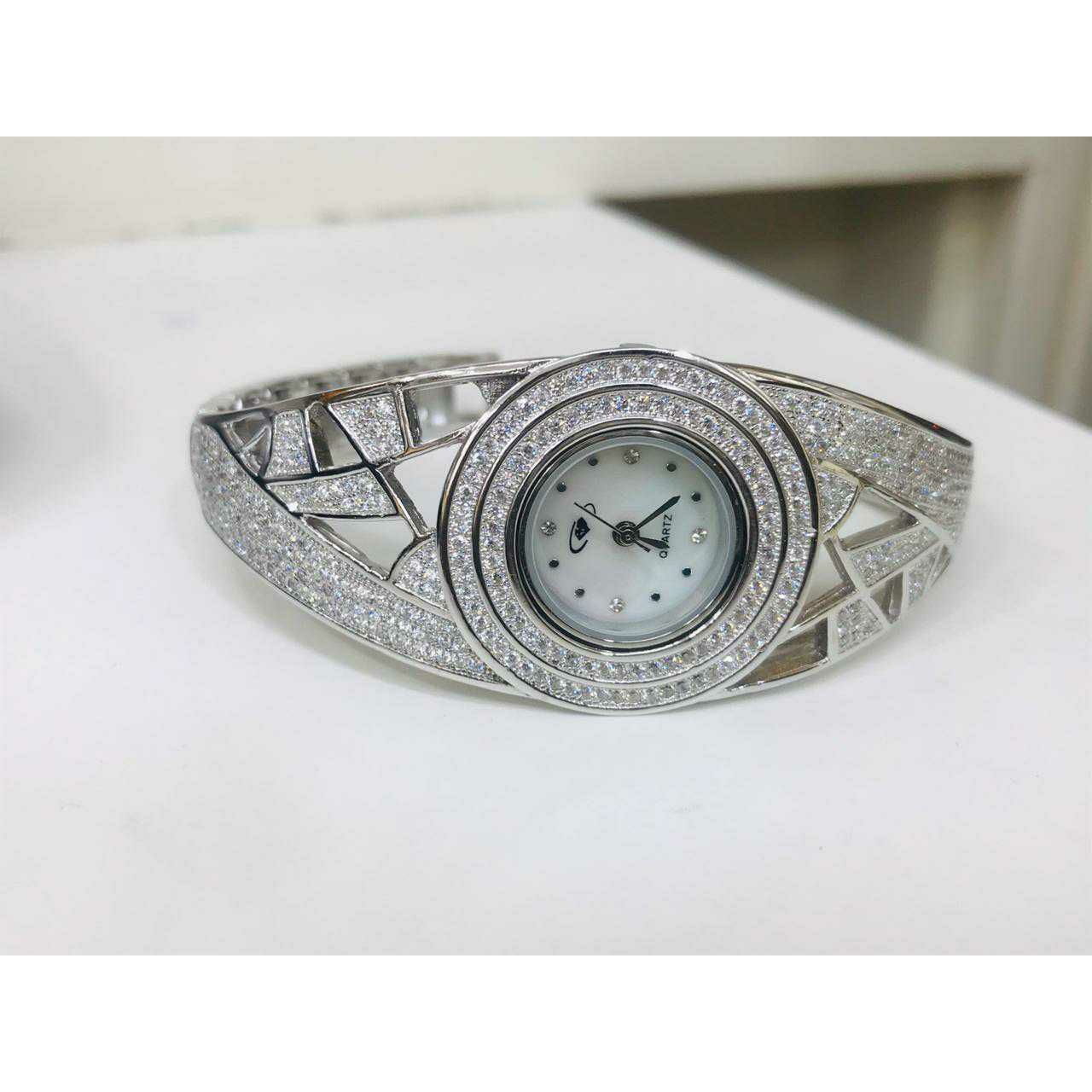 92.5 Sterling Silver New Micro White Dimond Watch Ms-2880