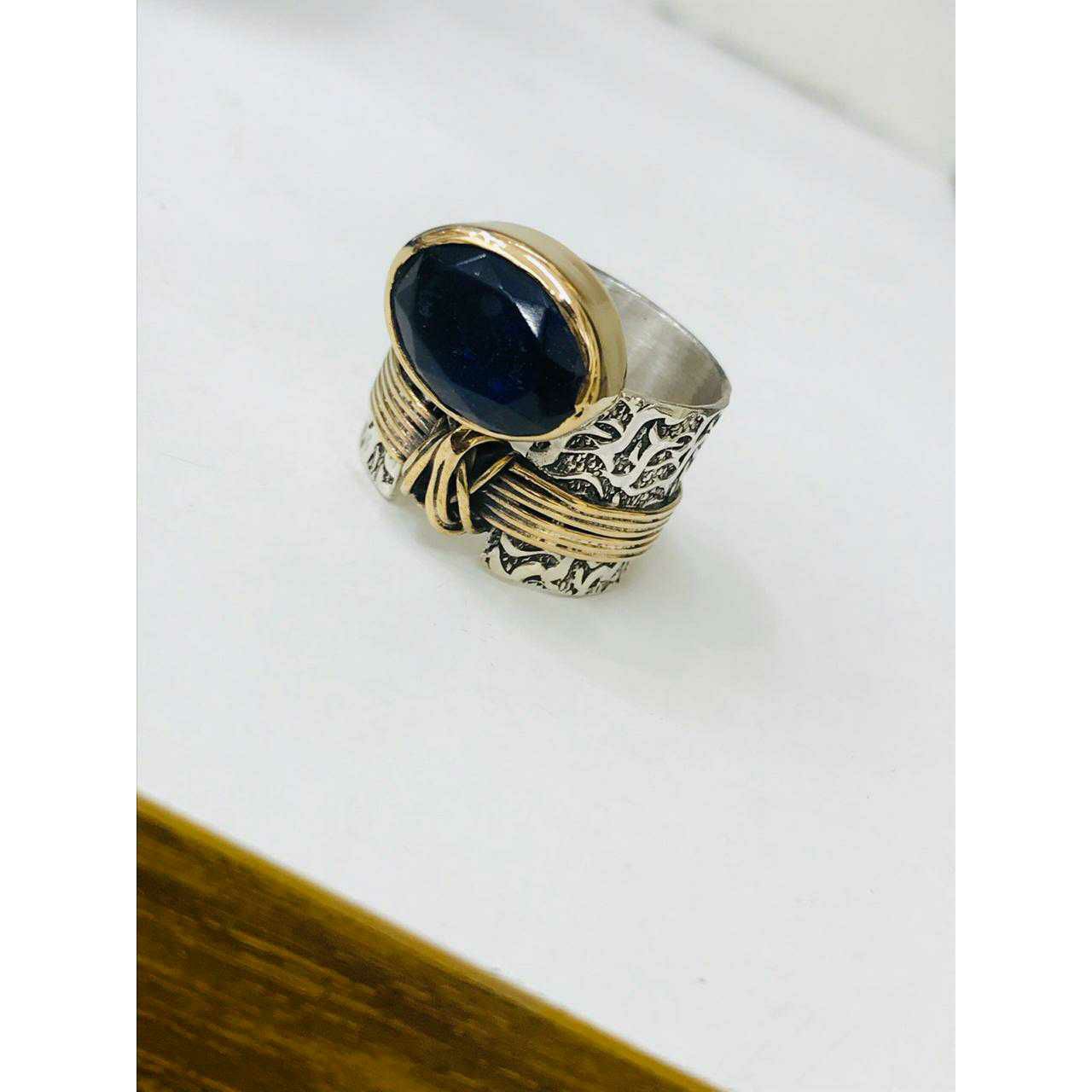 92.5 Sterling Silver Salman Ring Black Turkey Mina Stone Ring Ms-2874