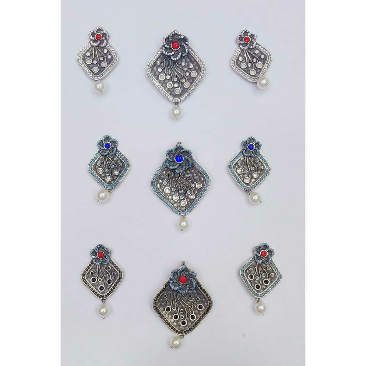 92.5 Sterling Silver Mina Oxodized Earring Set Ms-2851