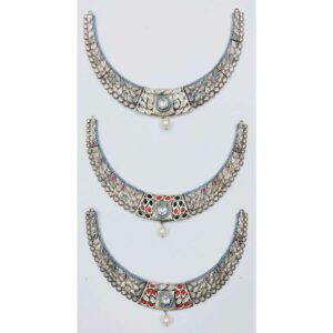 92.5 Sterling Silver Jadtar & Kundan Necklace Ms-2848