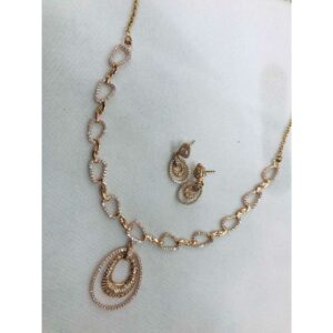 92.5 Sterling Silver Fantastic Look Rose Gold Necklace Set Ms-2790