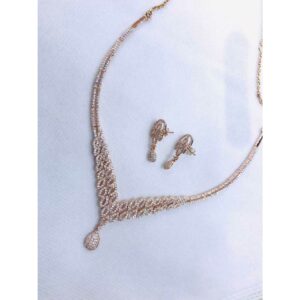 92.5 Sterling Silver Rose Gold Simple Look Necklace Set Ms-2789