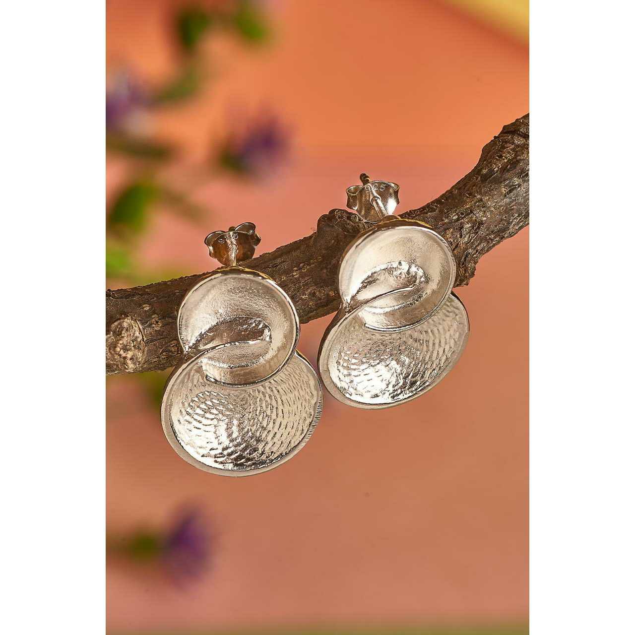 92.5 Sterling Silver Pure Dull Wood Colour Unique Earring Ms-2746