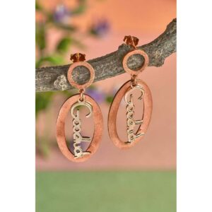 92.5 Sterling Silver Rose Gold Red Finish Earring Ms-2743