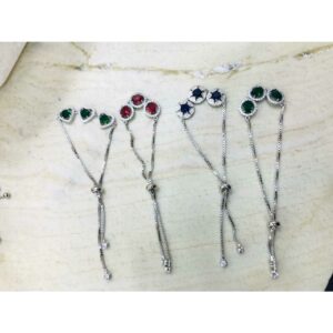 92.5 Sterling Silver Single Box Love(Dil) Star Dimond Boll Rodiyam Bracelet Ms-2677