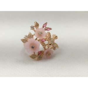 92.5 Sterling Silver Ros Gold Universal Dezine Ring Ms-2641