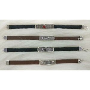 Apple Friend Different Type Of Oxodize Casting Pis Black,Bround & Other Colorful Leather Strait Bracelet Ms-2598