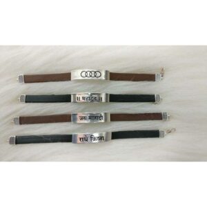 Od,Mahadev,Jaimataji(Jaimatadi),Radhekrishna Oxodize Pis Writting Black & Brown Color Strait Bracelet Lucky Pata Ms-2594