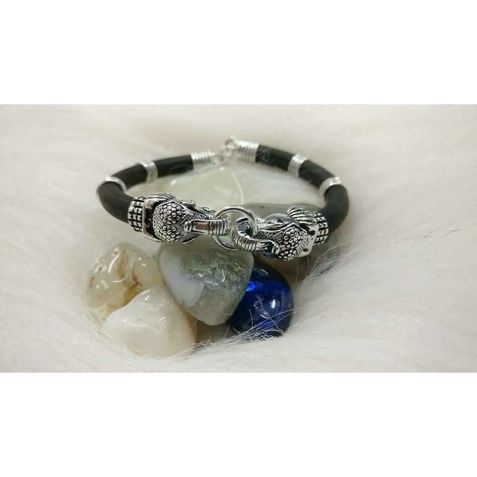 Oxodize elephant pis spring black color rubber bracelet ms-2589