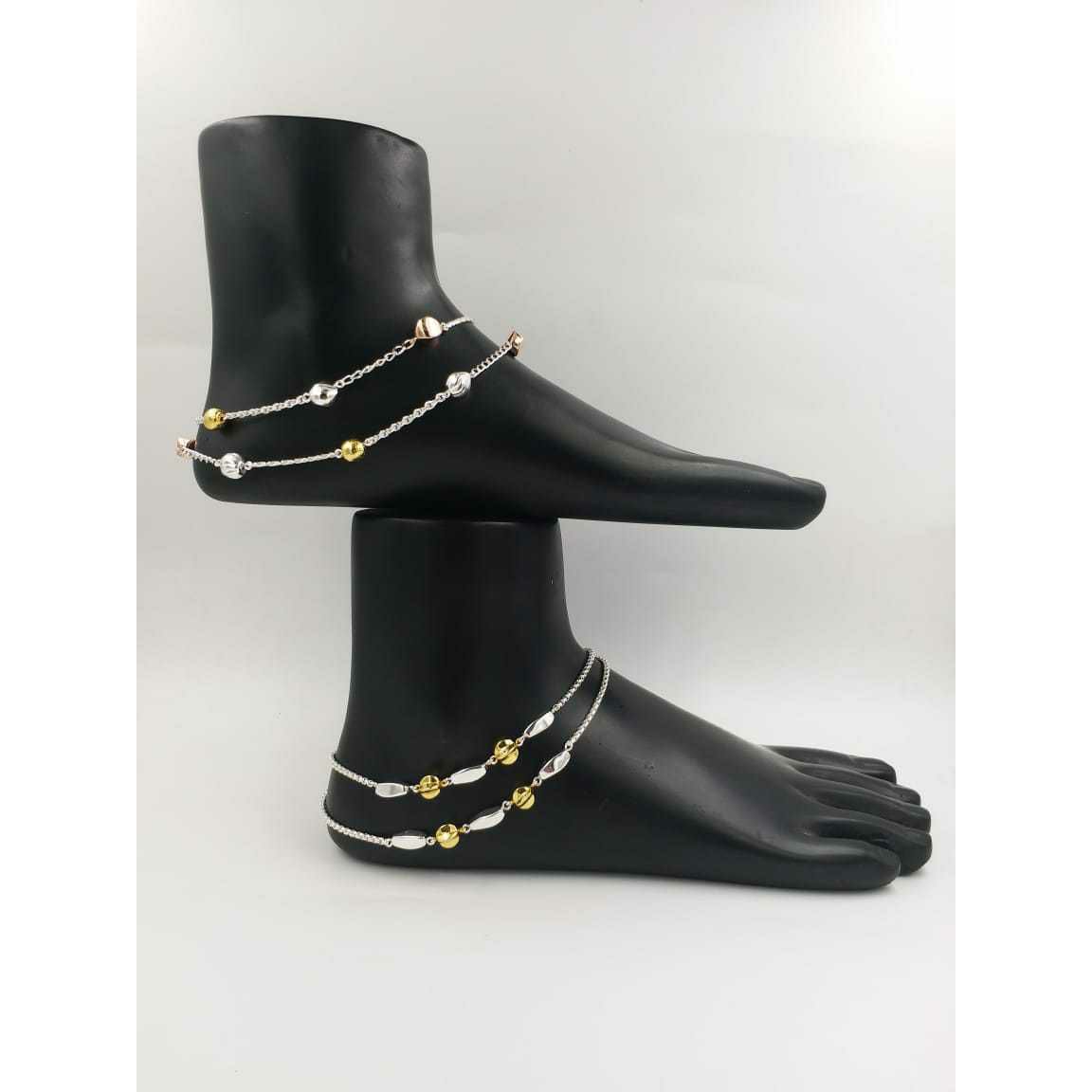 Single Box Chain Dull Finish Bol,Gold Bol,Rose Gold Bol Rodiyam Anklet Ms-2420
