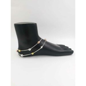 92.5 Sterling Silver Rose Gold & Bol Pipe Super Nice Light Weight Hollow Anklet Ms-2409