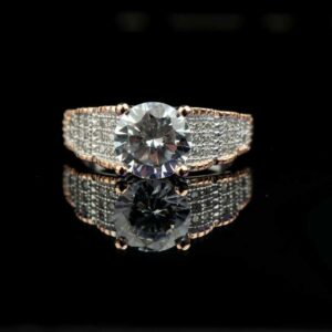 92.5 Sterling Silver Rose Gold Border Ring Ms-2401