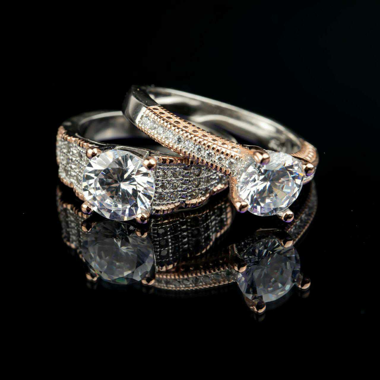 92.5 Sterling Silver Rodiyam Stone Micrositting Ring Ms-2400