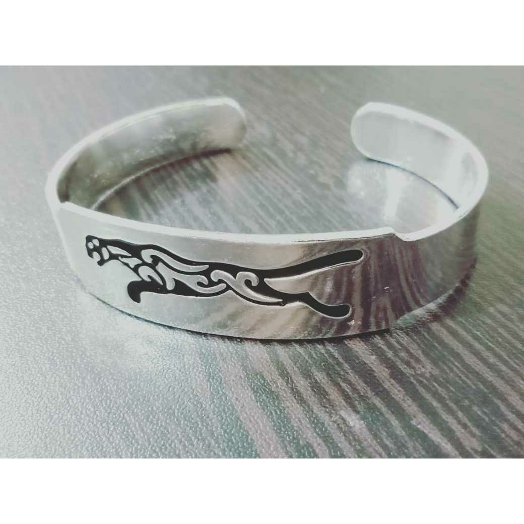 Half Round Rodiyam Oxodize Zibra,Lion,Tiger Jents Kada Bracelet Ms-1443
